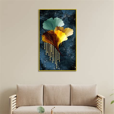 Abstract Golden Flower Canvas Wall Paintings – Decors Mantra