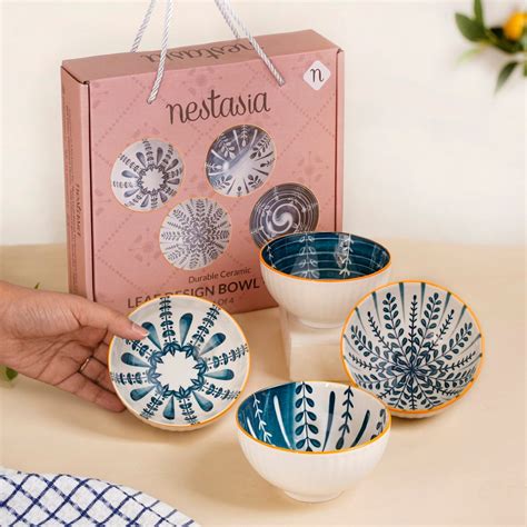 Botanical Mediterranean Bowl Set Of 4 300ml Online - Premium Snack Bowl ...