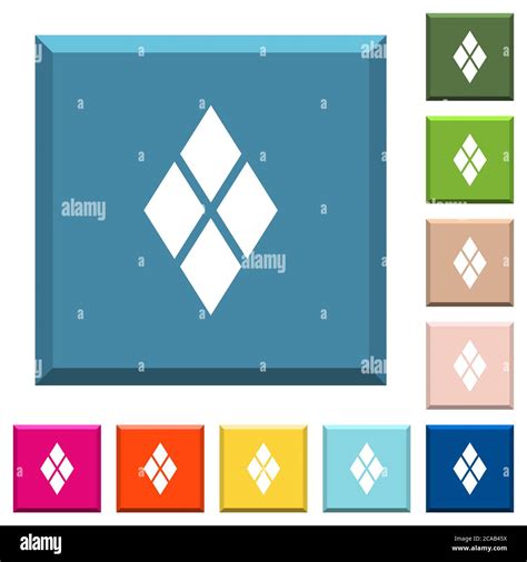 Diamond tile pattern white icons on edged square buttons in various ...
