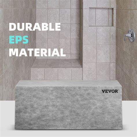 VEVOR Tile Shower Seat, 47.2" x 16" x 20" Ready to Tile Shower Seat, Factory Waterproof & 100% ...