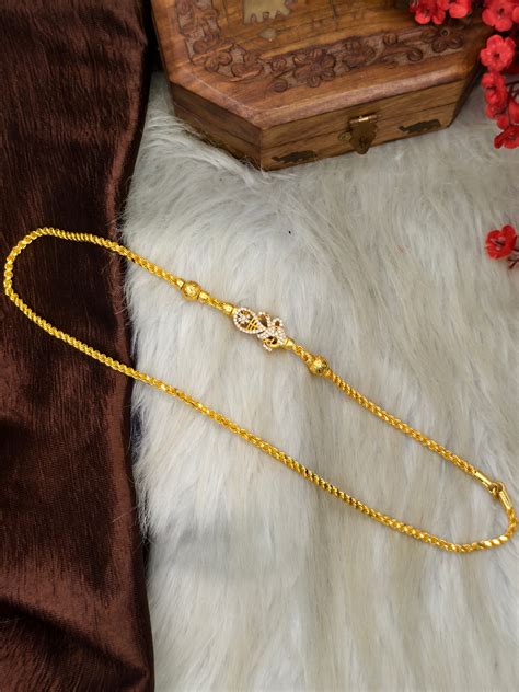 Mugappu chain (1Gram Gold plated) peacock Stone Model – Sindhu Gold ...