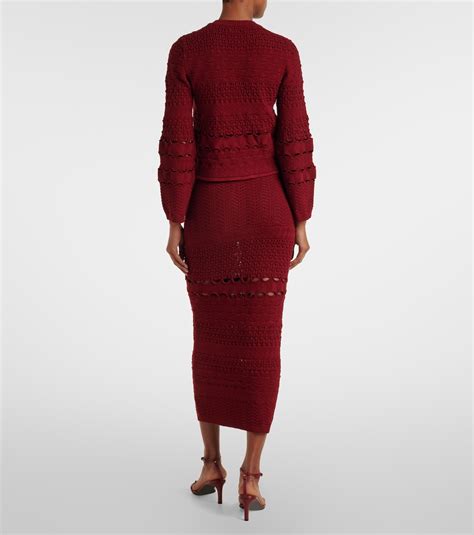 Crochet cardigan in burgundy - Elie Saab | Mytheresa