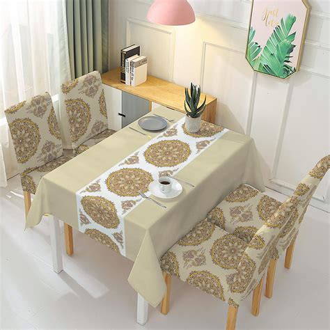 HOKIPO Dining Chair Covers Set of 4 with Table Cloth (AR-5186-D1 ...