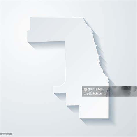 Cook County Illinois Map With Paper Cut Effect On Blank Background High ...
