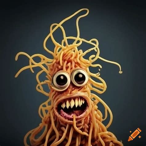 Illustration of the flying spaghetti monster on Craiyon