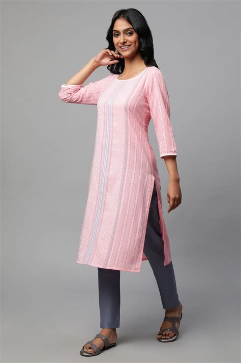 Buy Pink Cotton Dobby kurta Set with Dupatta Online for Woman | Shop ...