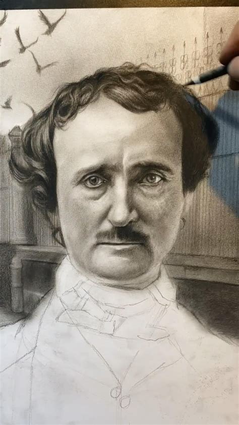 Drawing a realistic portrait of edgar allan poe by artist eric armusik ...