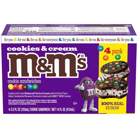 M&M'S Cookies & Cream Reduced Fat Ice Cream Cookie Sandwiches - Shop ...