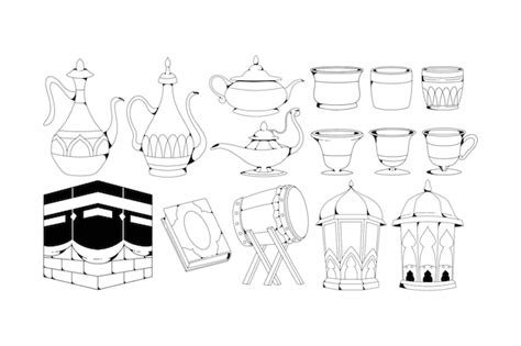 Set of hand draw islamic design element | Premium Vector