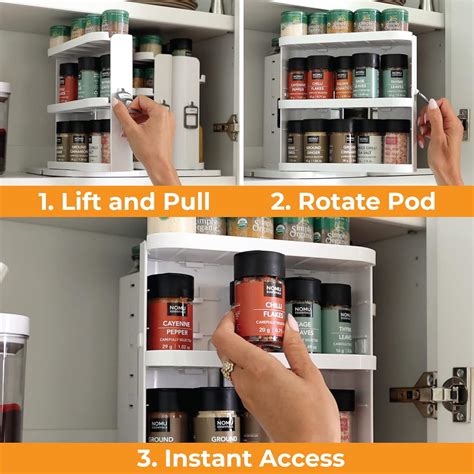 Cabinet Caddy SNAP! White Spice Rack Organizer with Adjustable Shelves ...