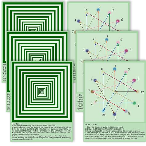 SADIKALO 6Pcs Eye Exercise Chart - Visual Muscle Relaxation Office ...