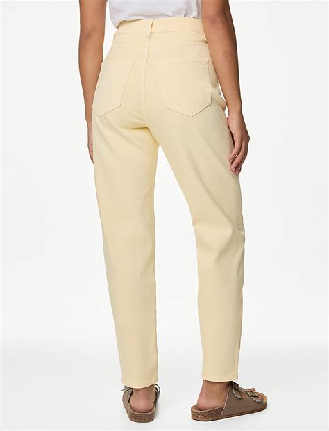 Buy Mom High Waisted Tapered Ankle Grazer Jeans at Marks & Spencer