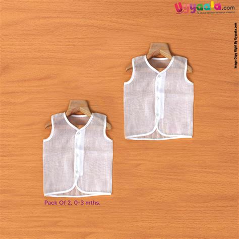 POLAR CUBS Sleeveless Baby Jabla Set, Front Opening Button Model, Prem