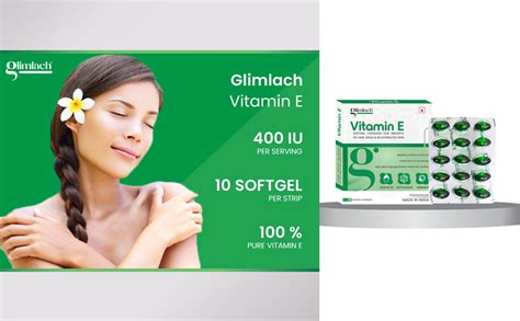 GLIMLACH Vitamin E Capsule for Glowing Face, Skin and Hair Nutrition ...