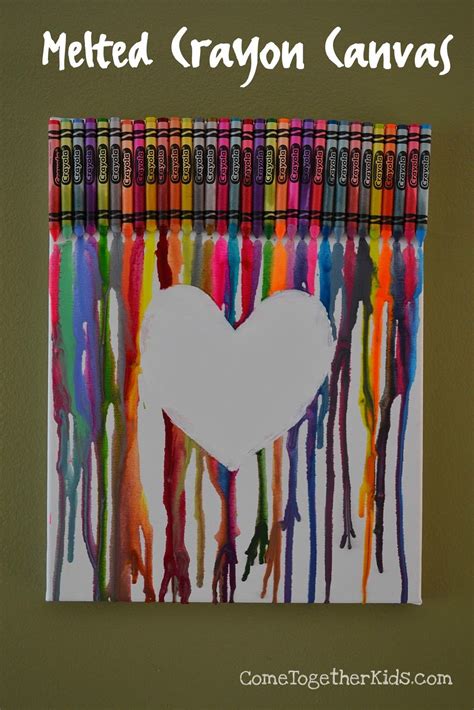Crayon crafts, Crayon art melted, Melted crayon canvas