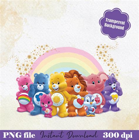 Care Bears Clipart PNG File Care Bears Clip Art Rainbow Watercolor ...