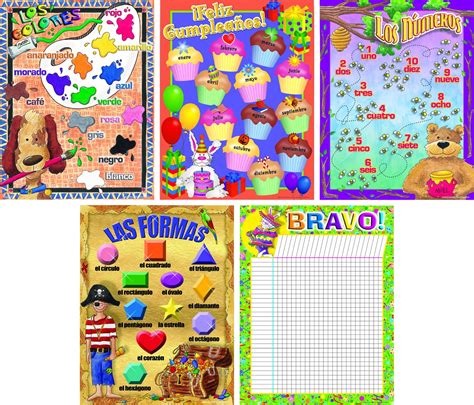 Barker Creek Spanish Charts, 22 x 17 Inches, Assorted, Set of 5 ...