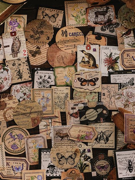 46pcs Random Vintage Scrapbooking Sticker, Adhesive Label For Journal ...