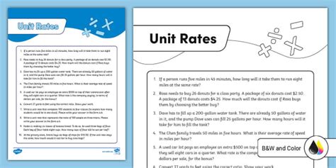 Seventh Grade Unit Rates Activity (teacher made) - Twinkl