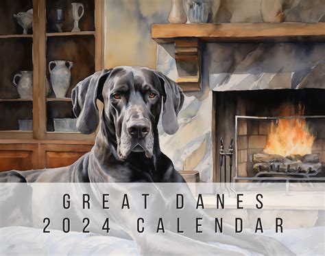 Great Dane Wall Calendar 2024 Gift for Great Dane Owner, 12 Beautiful ...