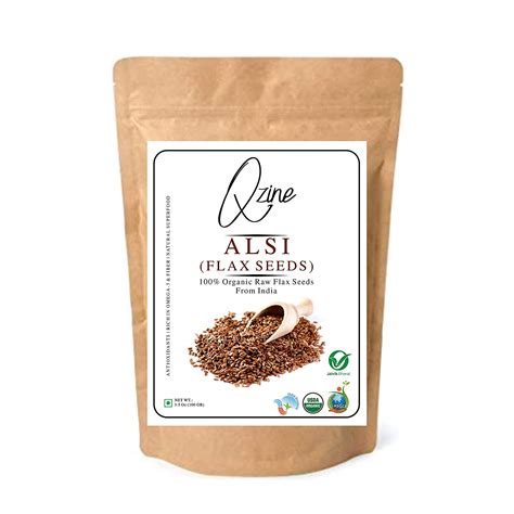 Qzine 100% USDA Certified Organic Raw Flaxseeds (Alsi) Pouch, 200 g ...