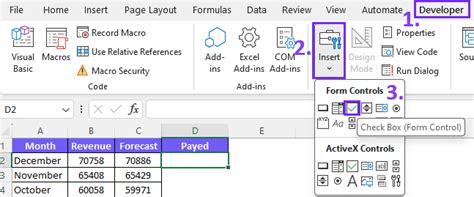 Image result for How to Add Checkboxes Excel