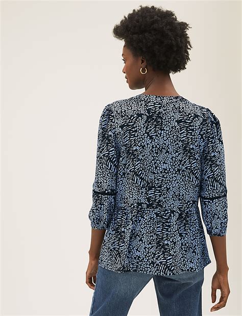 Buy Animal Print V-Neck Blouse at Marks & Spencer