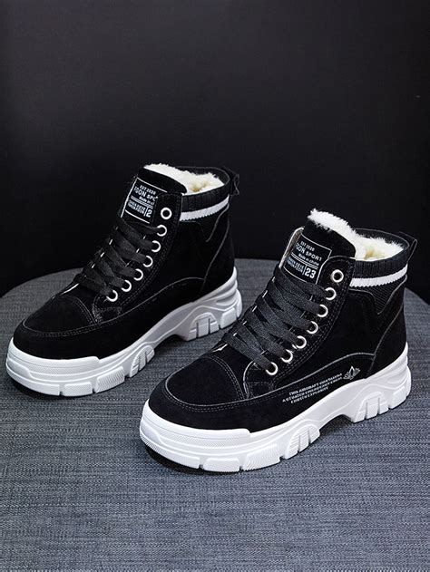 Letter Graphic Lace-up Front Combat Boots | All black shoes, Womens ...