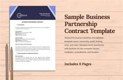 Sample Business Partnership Contract Template in Word, PDF, Google Docs ...