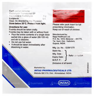Fosinta 3000 Mg Powder 8 Gm - Uses, Side Effects, Dosage, Price | Truemeds
