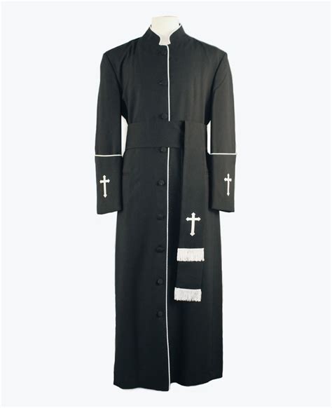 005. Men's Preacher Clergy Robe & Cincture Set in Charcoal & White ...