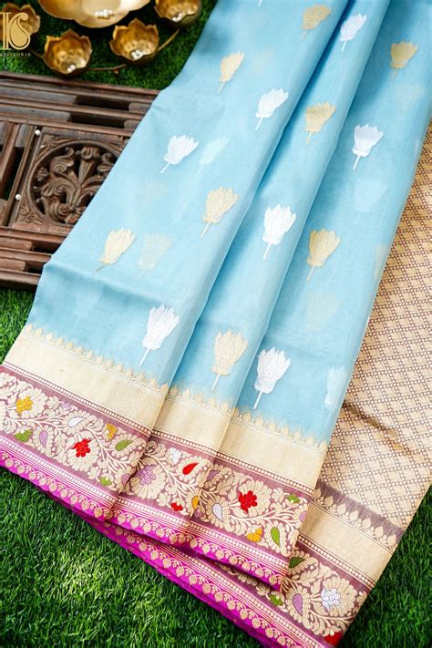 Kora Handloom Banarasi Saree with Meena Border – Khinkhwab