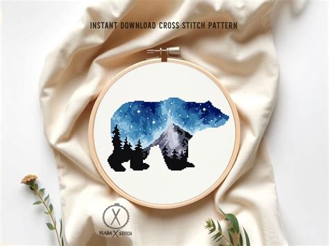 Buy Wildlife Cross Stitch Pattern, Mountain Animal Embroidery, Bear ...