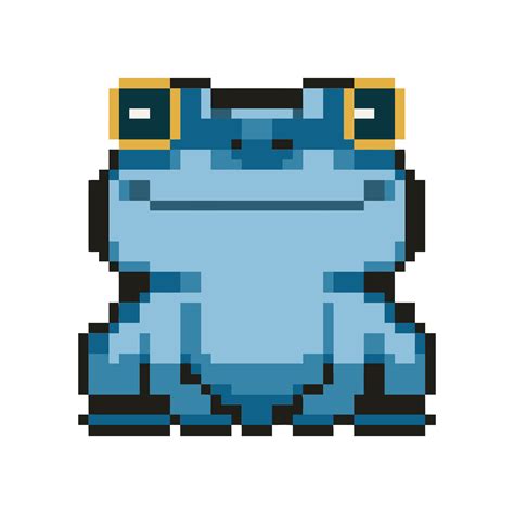 Cute and adorable smiling blue frog vector pixel art style suitable for ...