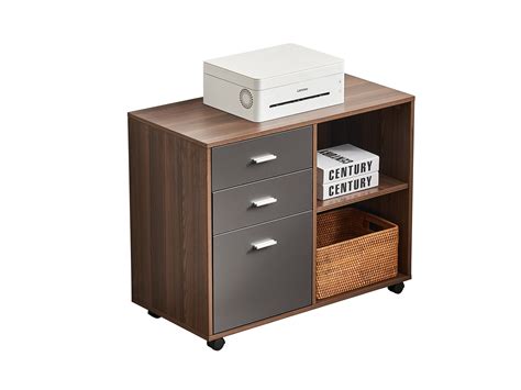 Buy with Wheels File Cabinet 3 -Drawer Mobile Lateral Filing Cabinet ...