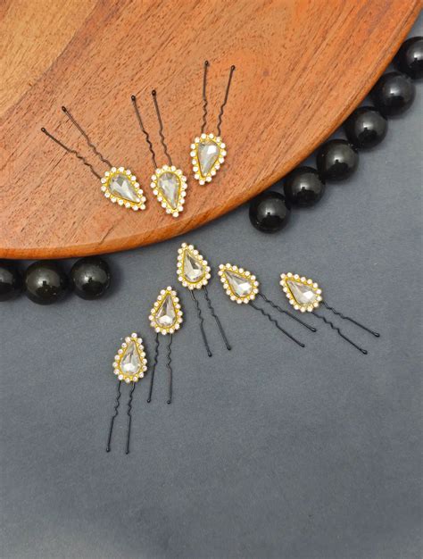 Traditional Diamond Pearl Hair Pins – Indian Wedding Hair | Twinsho