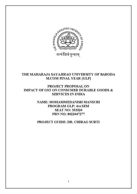 GST Effects on Goods & Services - M.COM Report - THE MAHARAJA SAYAJIRAO ...