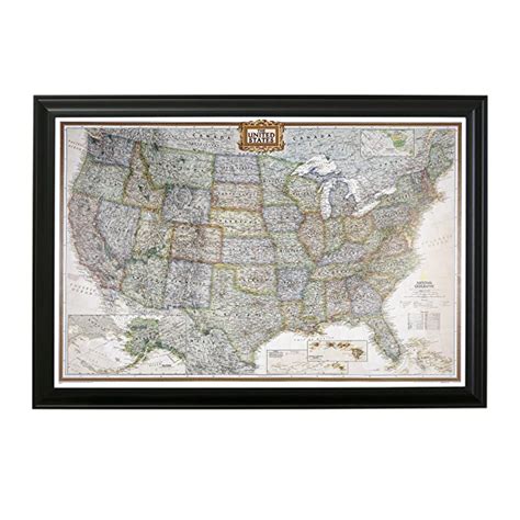 Push Pin Travel Maps Executive US with Black Frame and Pins - 27.5 ...