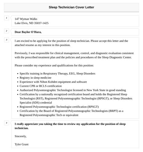Sleep Technician Cover Letter | Velvet Jobs