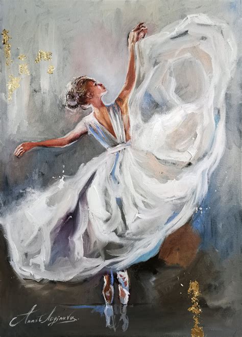 Aerial ballet dancer girl oil painting. Dancing lady artwork. Ballerina ...