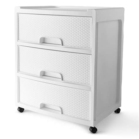 Buy Mainstays 3 Drawer Wide Diamond Arctic White Storage Cart Online at ...