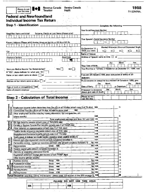 Fillable Online 5001-R 1988 Federal and Newfoundland Individual lncome ...