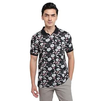 Parx Men Reguler Fit Print Pattern Pure Cotton Polo Neck Half Sleeve ...