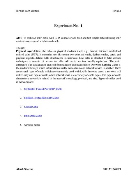 Cn file1 - lkjolk - Akash Sharma 2001331540019 Experiment No.- 1 AIM ...