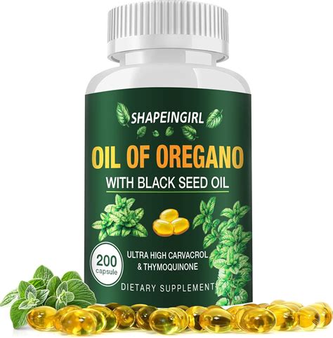 Amazon.com: SHAPEINGIRL Oil of Oregano Capsules with Black Seed Oil ...