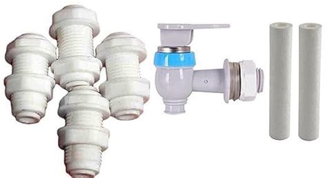 G.N. AQUA Water Filter/Purifier 1/4 Pipe Bulk Head 4 Pieces + 2 Pc Spun ...