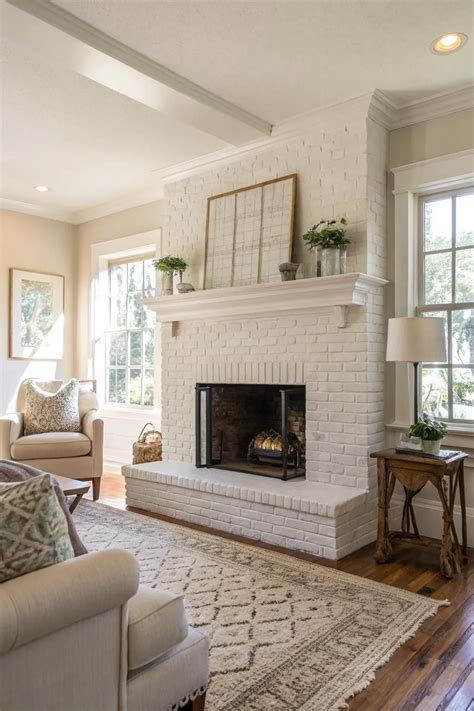 17+ Inspiring Painted Brick Fireplace Ideas | White brick fireplace ...