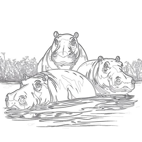 Hippo Coloring Sheet DRAWING MOODENG PYGMY BABY HIPPOPOTAMUS COLORING
