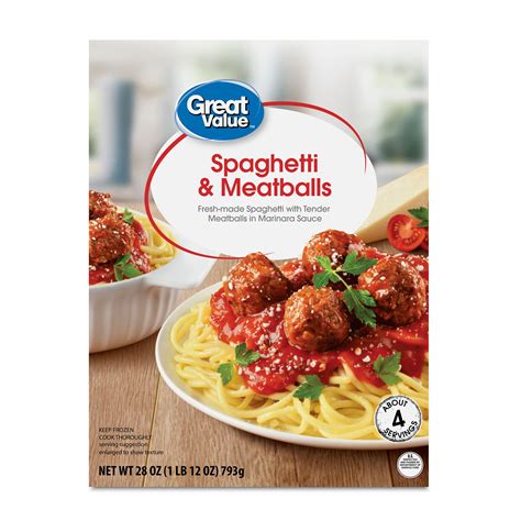 Great Value Spaghetti and Meatballs 28 oz Frozen with Fresh-Made Pasta ...