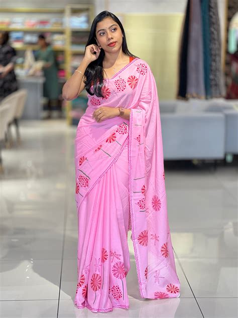 Block Printed Soft Cotton Saree | SFA125 – Aham Designer Boutique